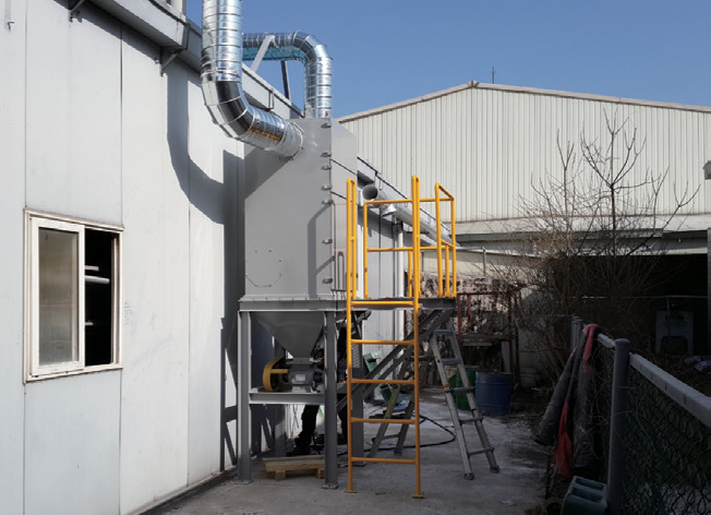 대리석 원료 혼합시 발생하는 분진 포집