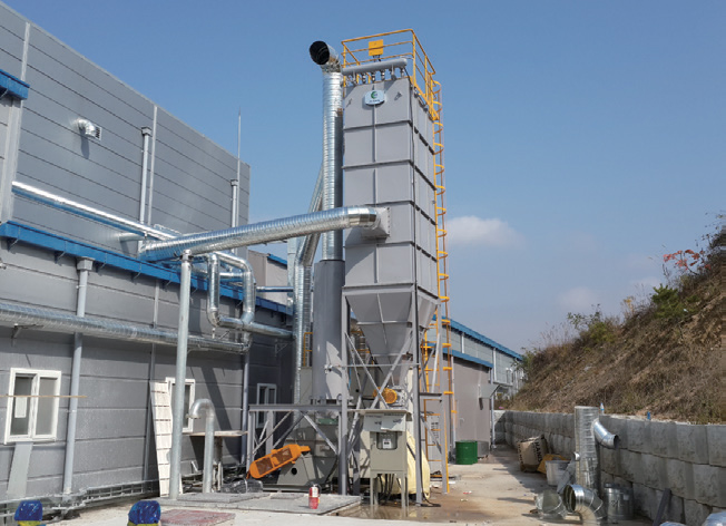 인조대리석 원료 혼합시 분진 포집