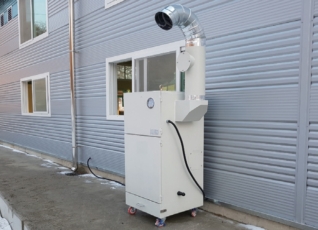 인조대리석 원표 혼합시발생하는 분진포집