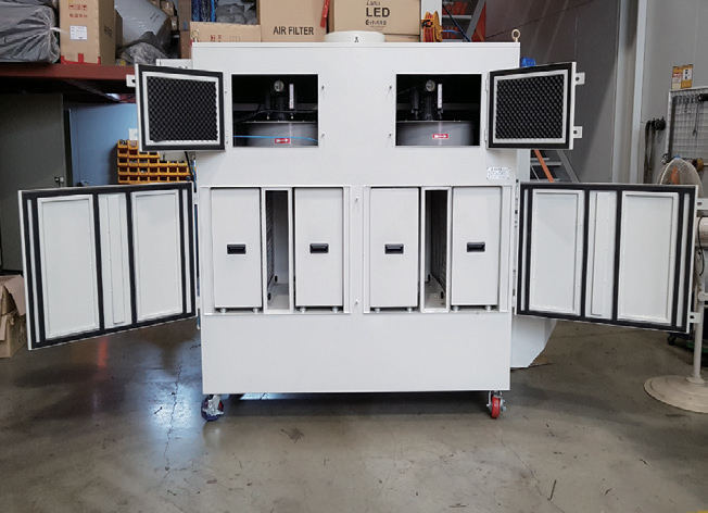 Collects gas dust generated when mixing raw materials for secondary batteries